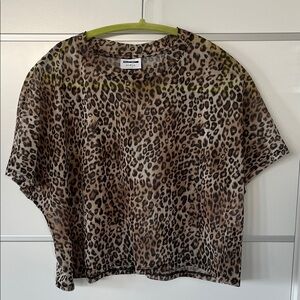 Animal Print Sheer Mesh Crop Top